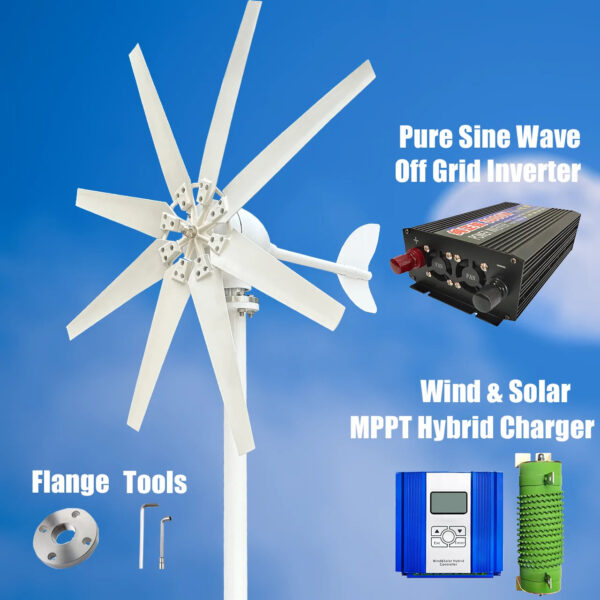3000W High Efficiency Wind Turbine Off Grid System 12V 24V 48V Output Voltage 220V 230V 240V Home Appliance Power Supply System - Image 3