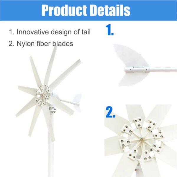 3000W High Efficiency Wind Turbine Off Grid System 12V 24V 48V Output Voltage 220V 230V 240V Home Appliance Power Supply System - Image 9