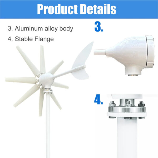 3000W High Efficiency Wind Turbine Off Grid System 12V 24V 48V Output Voltage 220V 230V 240V Home Appliance Power Supply System - Image 10