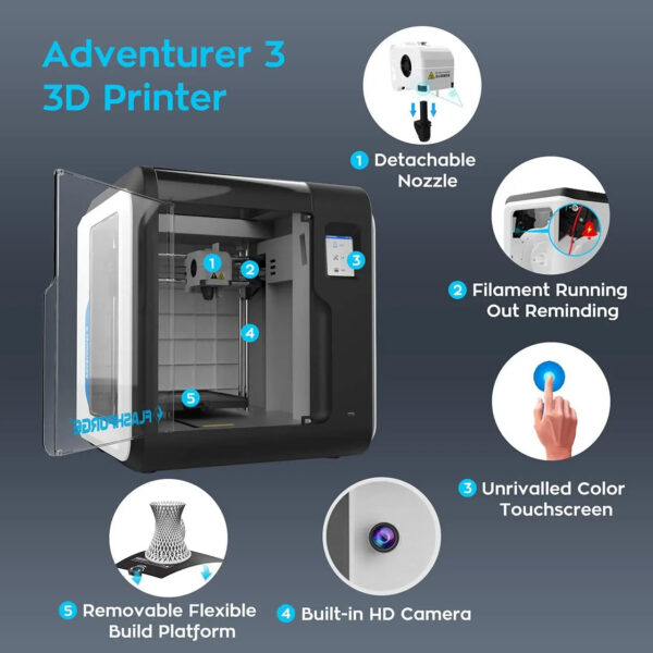 Flashforge 3D Printer Adventurer 3 DIY Kit Auto-leveling WIFI Out of Box Built-in Camera Automatic Leveling 3D Cloud Printing - Image 6