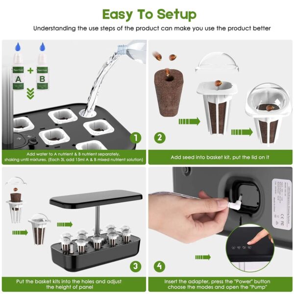 Hydroponics Growing System 12 Pods Indoor Herb Garden Kit Automatic Timing LED Grow Lights Smart Water Pump for Home Flower Pots - Image 6