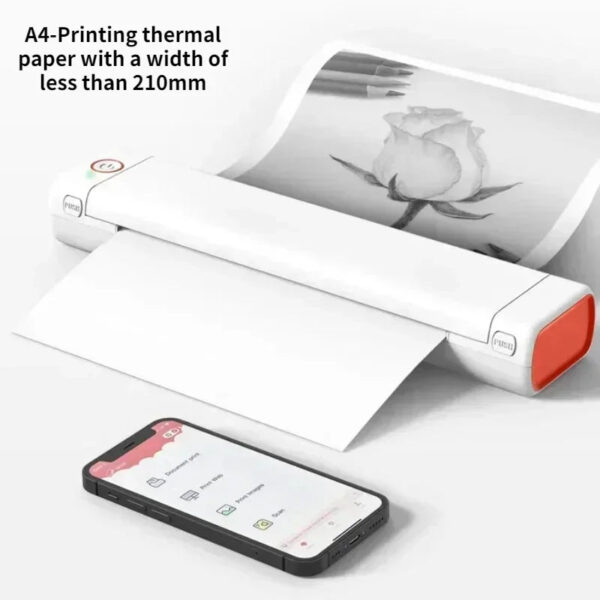 M08F A4 Portable Thermal Printer 8.26x11.69 A4 Thermal Paper Wireless Mobile Travel Printer Android iOS Laptop Printer - Image 2