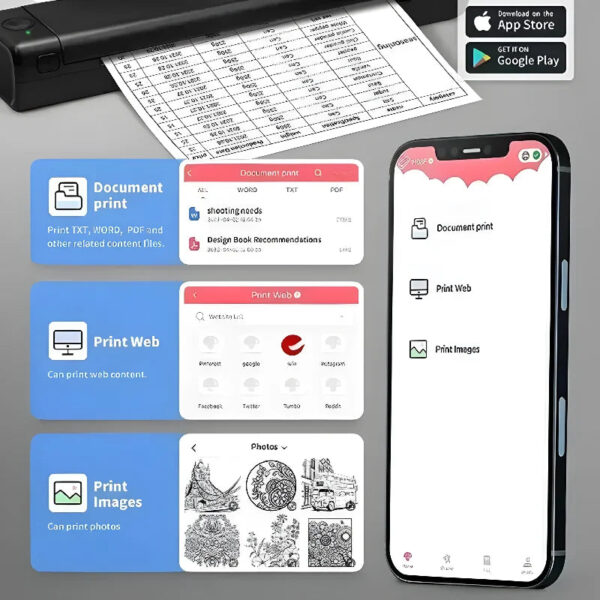 M08F A4 Portable Thermal Printer 8.26x11.69 A4 Thermal Paper Wireless Mobile Travel Printer Android iOS Laptop Printer - Image 6