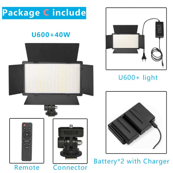 Nagnahz U800+ LED Video Light Photo Studio Lamp Bi-Color 2500K-8500k Dimmable with Tripod Stand Remote for Video Recording Para - Image 2