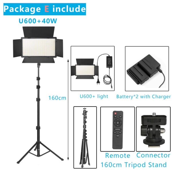 Nagnahz U800+ LED Video Light Photo Studio Lamp Bi-Color 2500K-8500k Dimmable with Tripod Stand Remote for Video Recording Para - Image 11