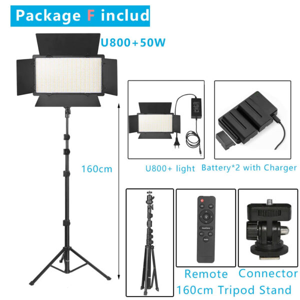 Nagnahz U800+ LED Video Light Photo Studio Lamp Bi-Color 2500K-8500k Dimmable with Tripod Stand Remote for Video Recording Para - Image 17