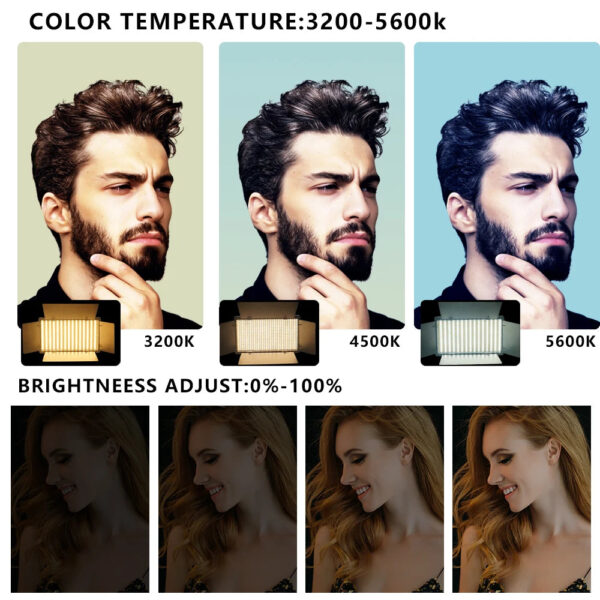 Nagnahz U800+ LED Video Light Photo Studio Lamp Bi-Color 2500K-8500k Dimmable with Tripod Stand Remote for Video Recording Para - Image 7